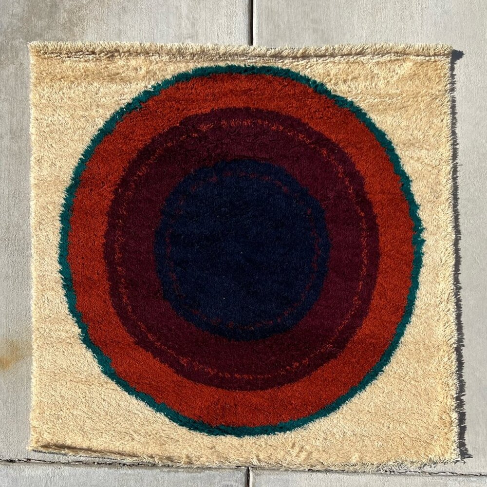 60's EKSPORT WILTON Verner Panton UNUSED MCM Danish Rya Rug Bullseye Argus